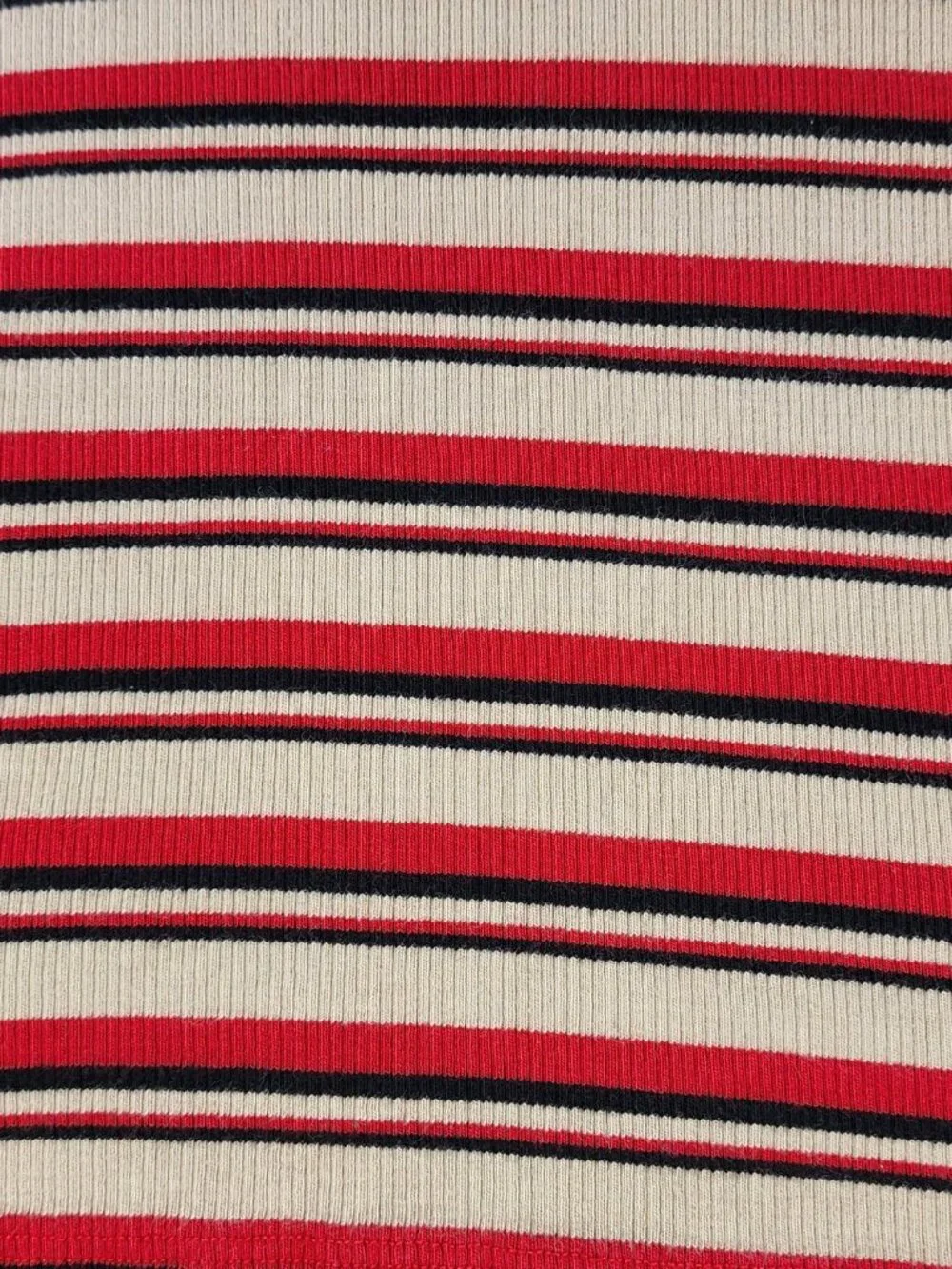 Brandy Melville Stripe Ribbed Crop Top — Red/Cream, One Size | Long Sleeve Y2K - Picture 8 of 11